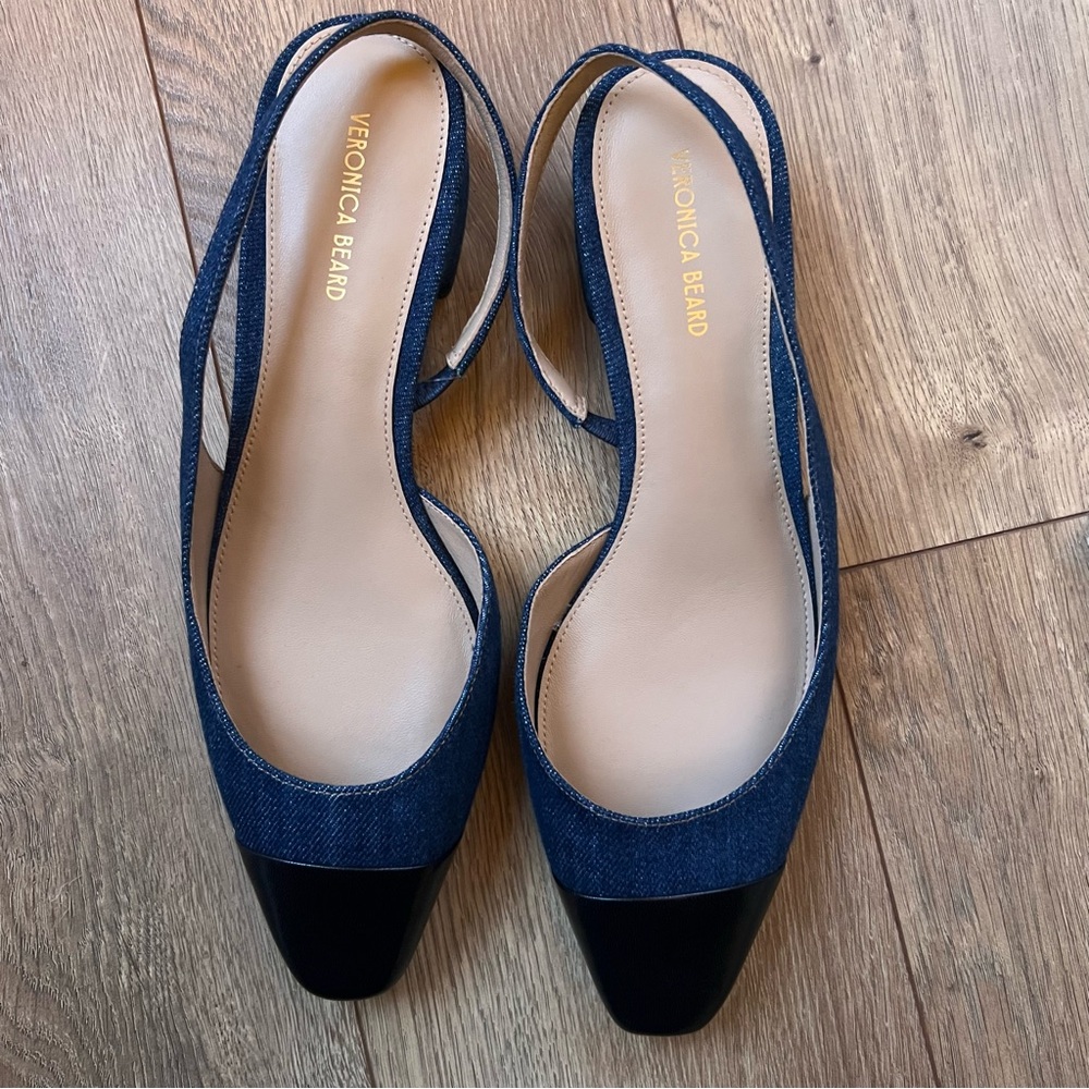 Veronica Beard Cecile Denim Cap-Toe Slingback - Picture 3 of 9